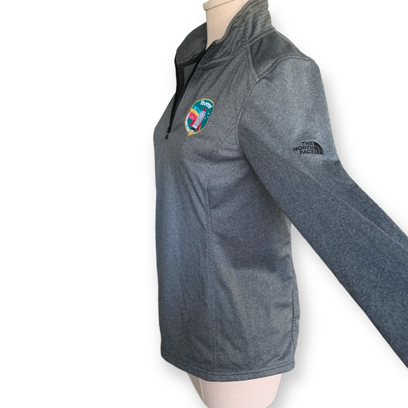 THE NORTH FACE Running Top Track Jacket Gray Mock Neck Quarter Zip Active Medium - Picture 5 of 10